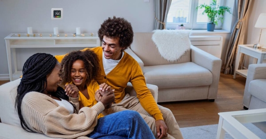 happy family relaxing indoors